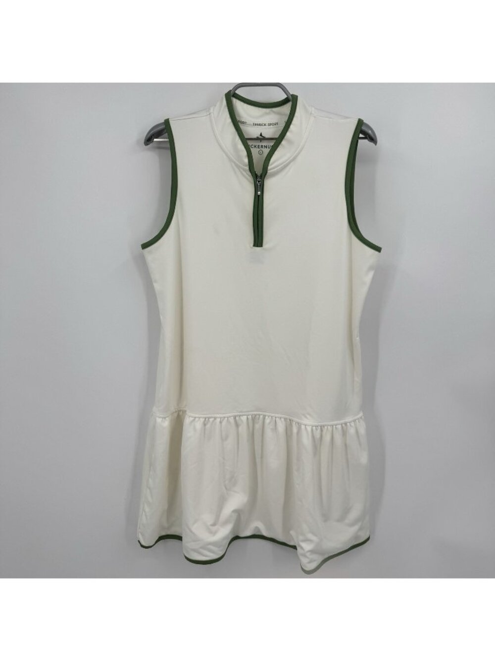 Tuckernuck Sport White And Green Quarter Zip Tennis Dress size L Large